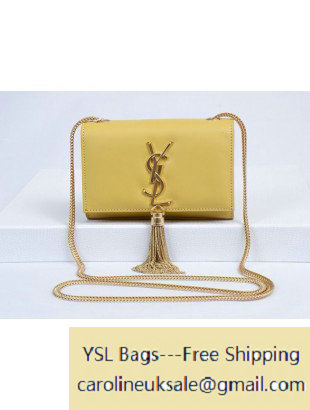 Saint Laurent Cassandre Small Tassel Crossbody Bag Yellow - Click Image to Close