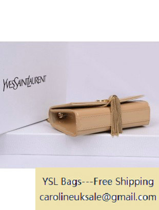 Saint Laurent Cassandre Small Tassel Crossbody Patent Leather Bag Beige