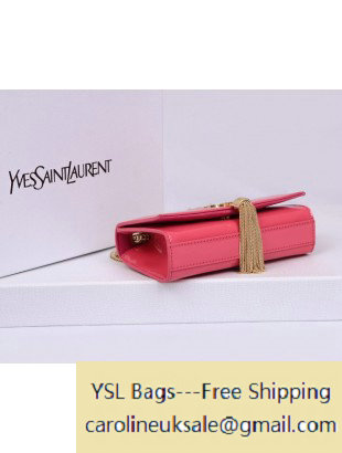 Saint Laurent Cassandre Small Tassel Crossbody Patent Leather Bag Rosy Red