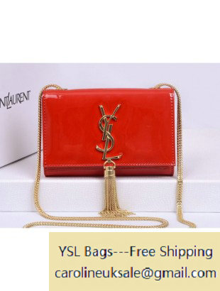 Saint Laurent Cassandre Small Tassel Crossbody Patent Leather Bag Red - Click Image to Close