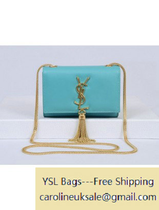 Saint Laurent Cassandre Small Tassel Crossbody Bag Blue - Click Image to Close