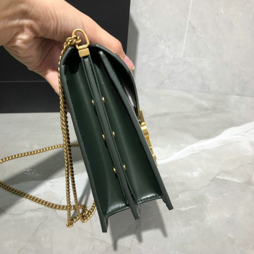2021 Saint Laurent Cassandra Monogram Clasp Bag in green leather ...