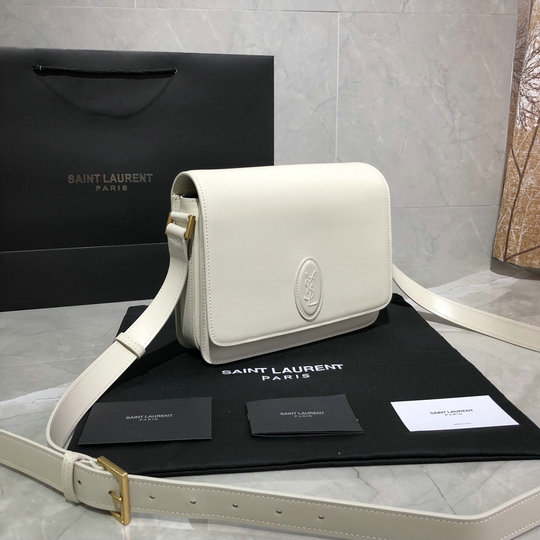 2019 New Saint Laurent LE 61 Medium Saddle Bag in blanc vintage smooth ...