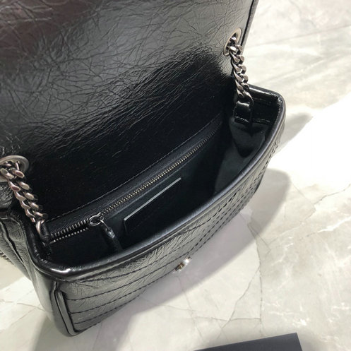 2019 Saint Laurent NIKI Chain Wallet in black crinkled vintage leather ...