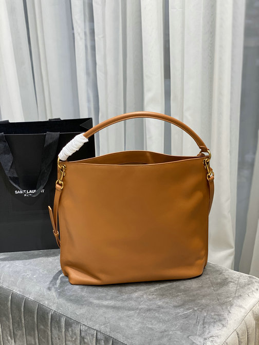 2020 Saint Laurent Tag Hobo Bag in camel smooth saddle leather [635266A ...