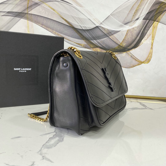 2020 Saint Laurent Niki Medium Bag in Black Lambskin Leather ...