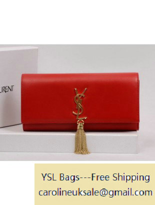 Saint Laurent Classic Monogramme Tassel Clutch Bag red