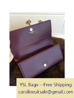 Saint Laurent Classic Monogramme Tassel Clutch Bag burgundy - Click Image to Close