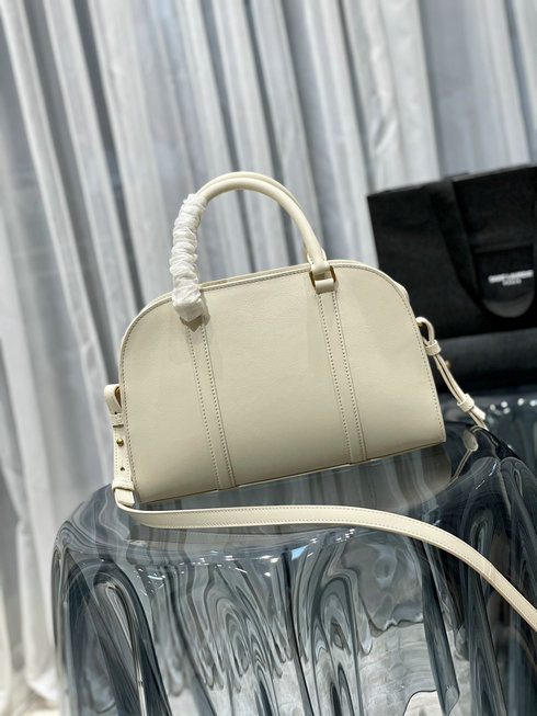 2021 Saint Laurent Lock Baby Duffle in Blanc Vintage Smooth Leather ...