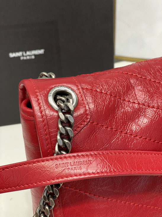 2020 Saint Laurent Medium Niki Chain Bag in Red Vintage Crinkled and ...
